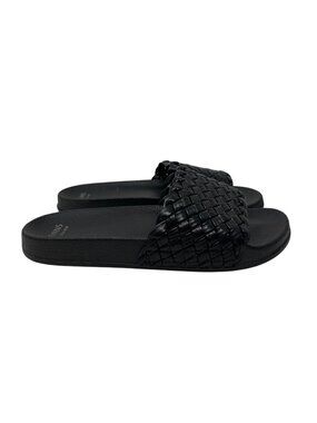 Evans Silva Plait Black Woven Slide Sandals Extra Wide Fit Women's Size 9